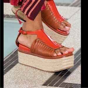 Ulla Johnson Valencia Twisted Contrast Flatforms Size 38